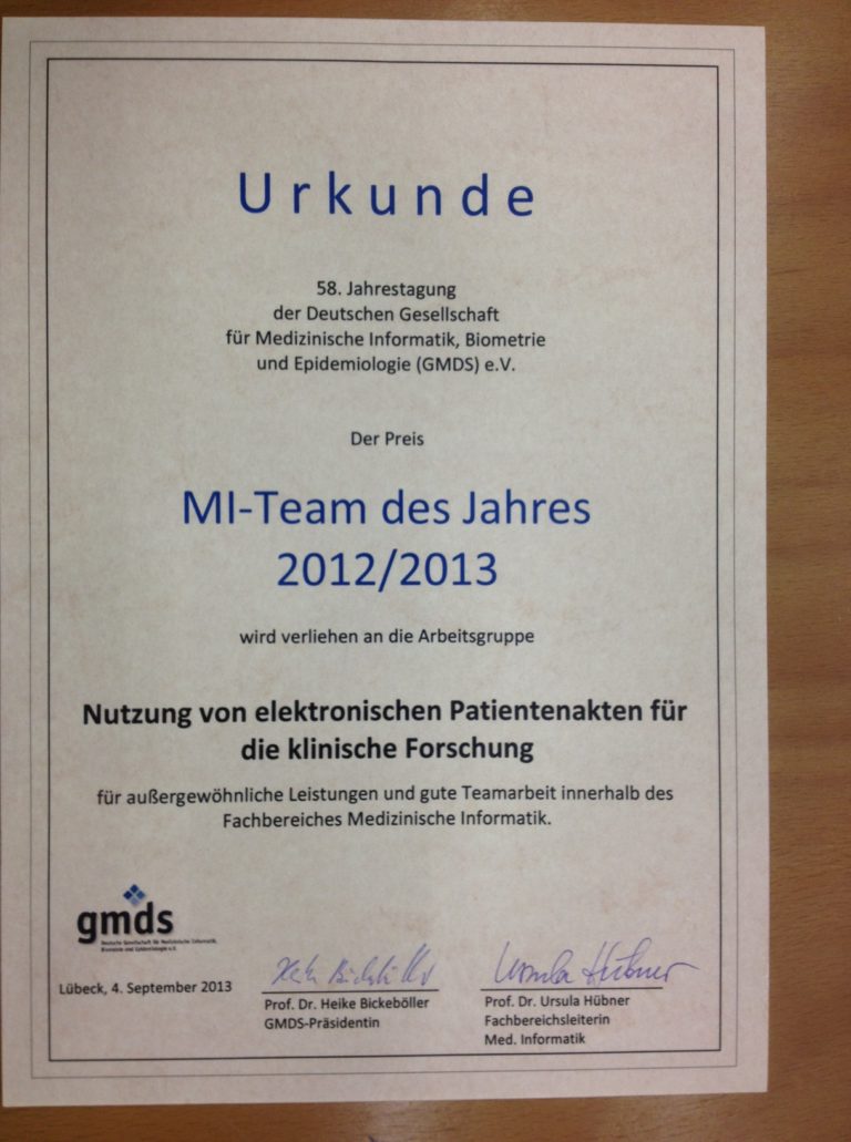 GMDS Preis: MI Team des Jahres